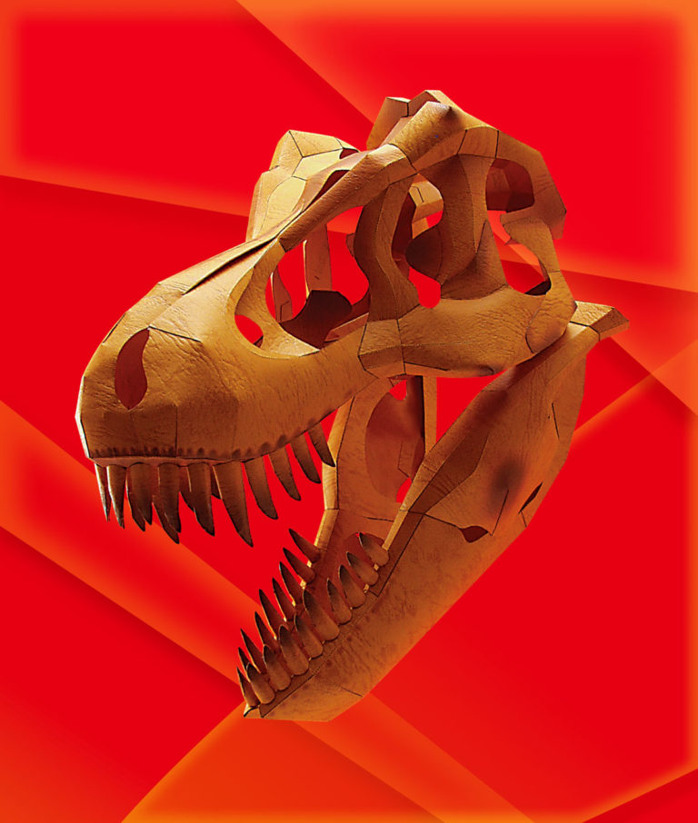 ｢恐竜・頭部の化石｣のティラノサウルス、ペーパークラフト
