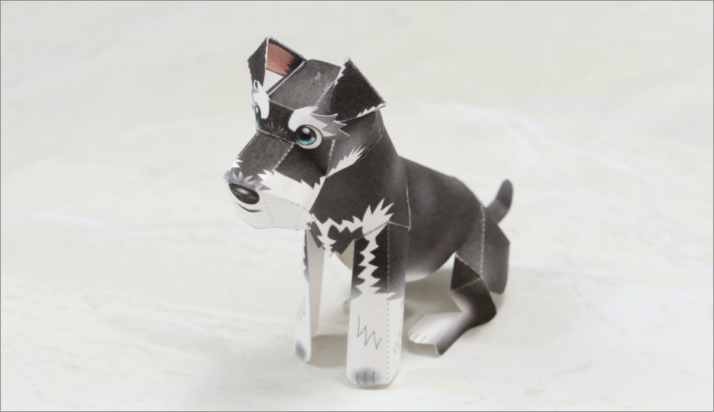 【犬・工作・無料型紙】かわいい「わんこ」を手作り！ミニチュアシュナウザー「ニコ」のペーパークラフト