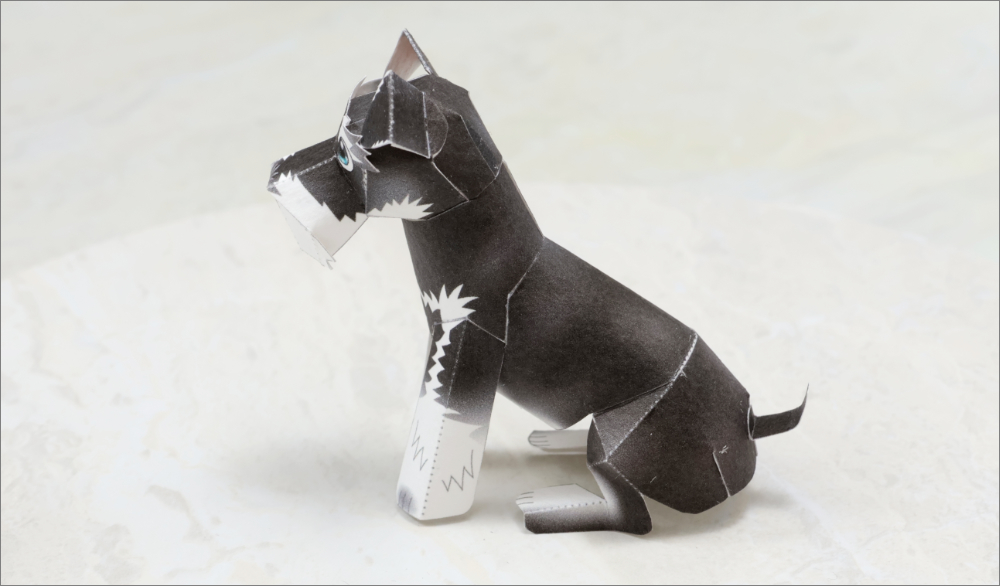 【犬・工作・無料型紙】かわいい「わんこ」を手作り！ミニチュアシュナウザー「ニコ」のペーパークラフト